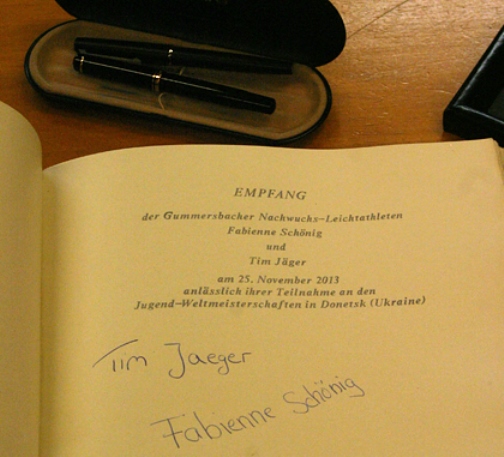 Eintrag im Goldenen Buch der Stadt Gummersbach